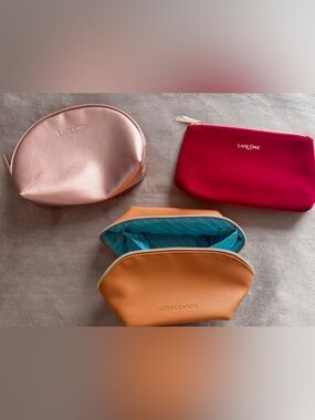 Bundle of 3 Designer Cosmetic Bags | Lancôme & Moroccanoil Makeup Pouches